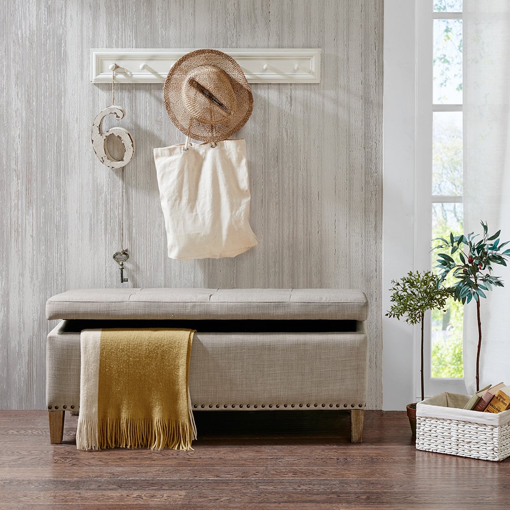 Entryway Accent Bench Flip Top Storage Bench Ottoman, Nailhead Trim, Tufted Padded Top, Modern Bed End Bench Storage