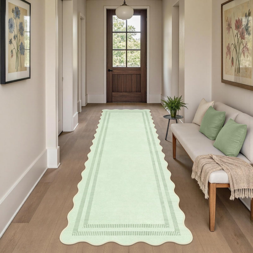 Scalloped Washable Kitchen Hallway Runner Rug