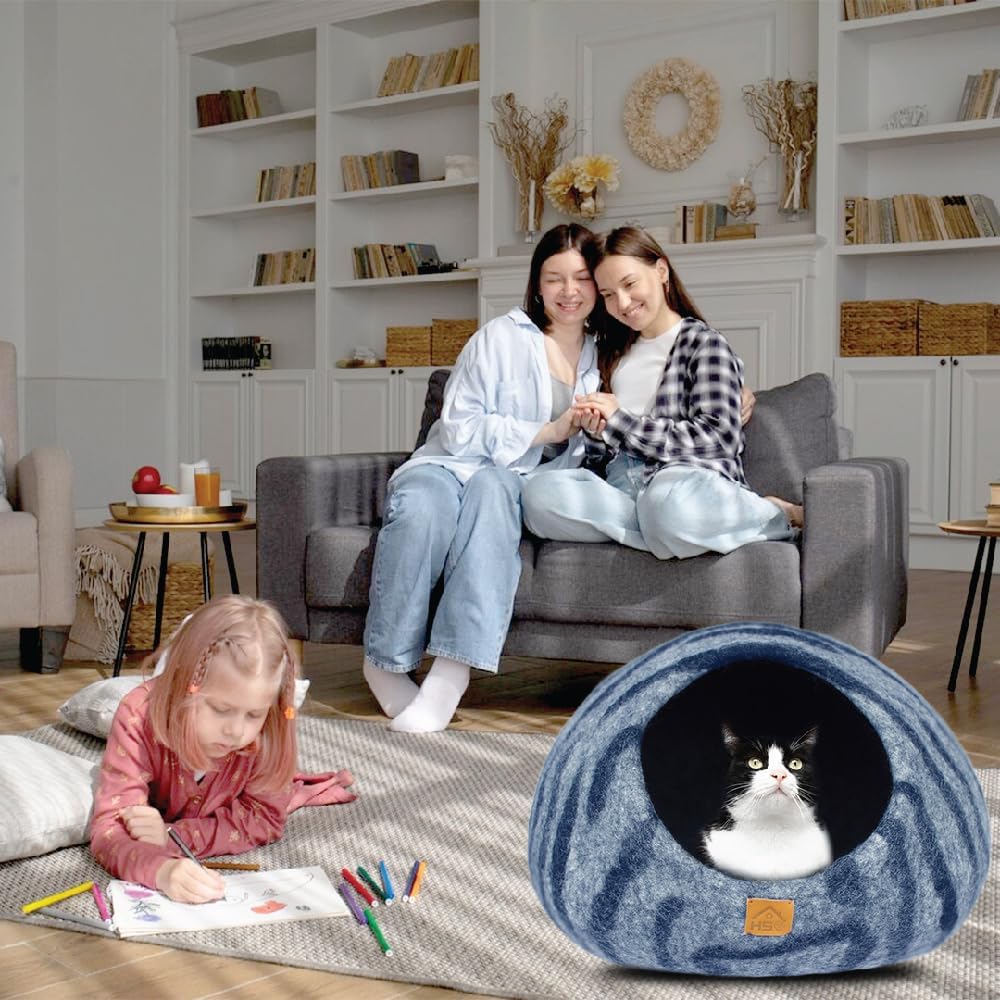 Wool Cat Cave, Merino Cat Bed and Pet House, Cozy Kitten Nest, Indoor