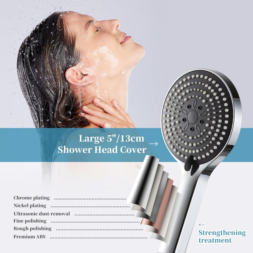 Handheld Shower Head, 6-Mode High Pressure Handheld Sprayer High Flow Large Powerful Boosting Handheld Showerhead for