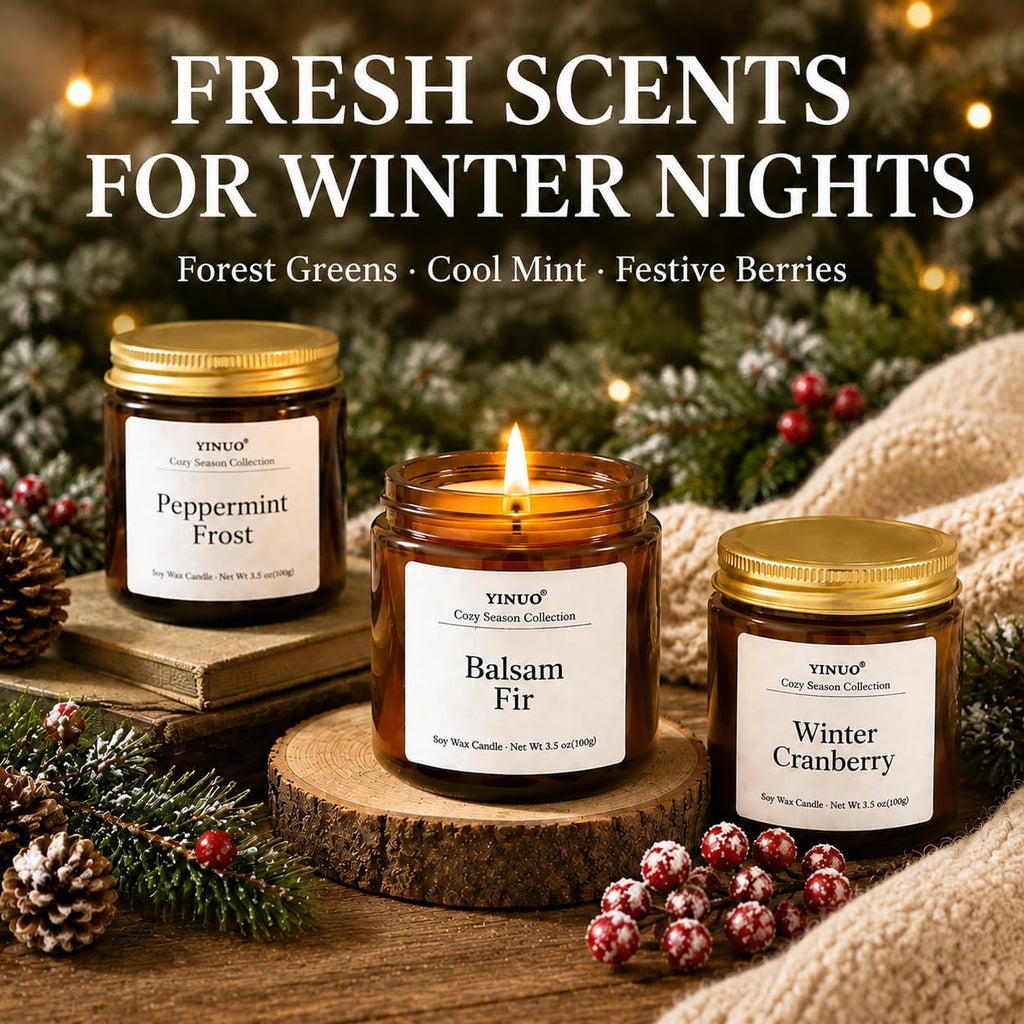 12-Piece Fall & Winter Scented Candle Gift Set, 3.5 oz Each | 12 seasonal scents in amber glass jars, soy wax and