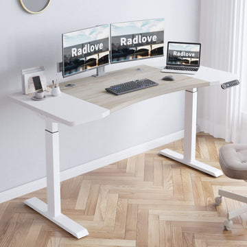 Dual Motor Height Adjustable Standing Desk, 63 x 30 Height Adjustable Computer Desk Sit Stand Desk Home Office Desks