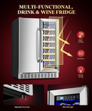 60 Cans 24" Dual Zone Wine & Beverage Refrigerator - Under Counter Cooler with U