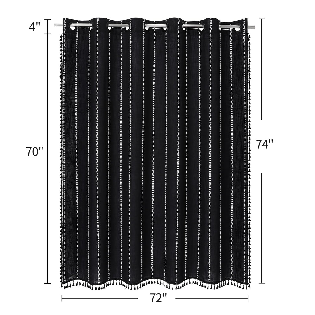 No Hook Boho Farmhouse Linen Black 72x74