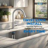Single Handle High Arc Brushed Nickel Pull Out Kitchen Faucet,Single Level Stainless Steel Kitchen Sink Faucets with