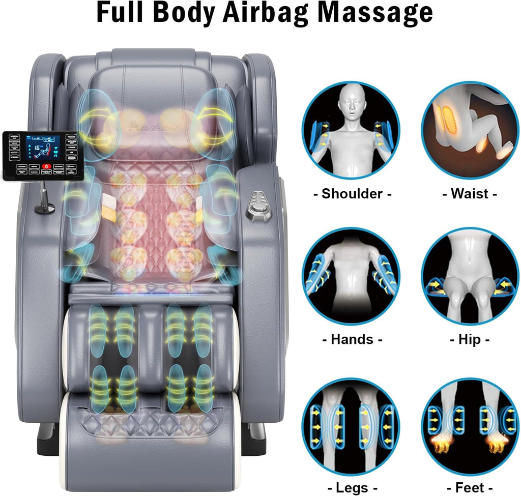 Full Body Massage Chair Zero Gravity Recliner, 8 Fixed Rollers with Heating Function & Auto Mode Use