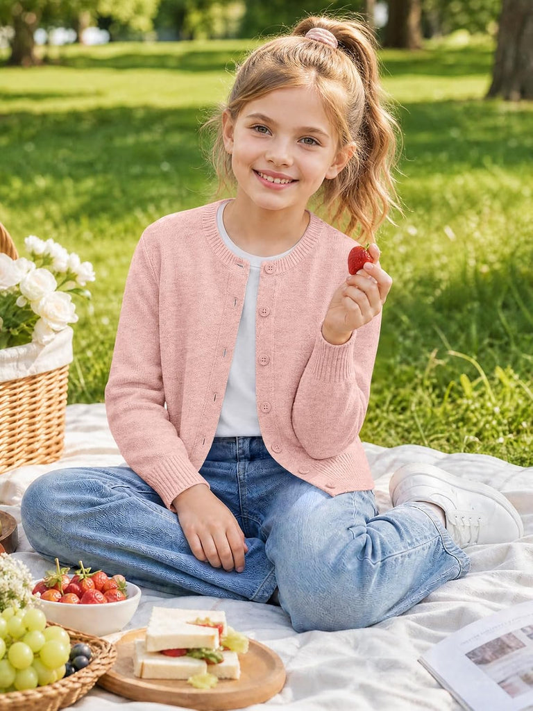 Sweater Kids Cropped Button Knit Sweaters