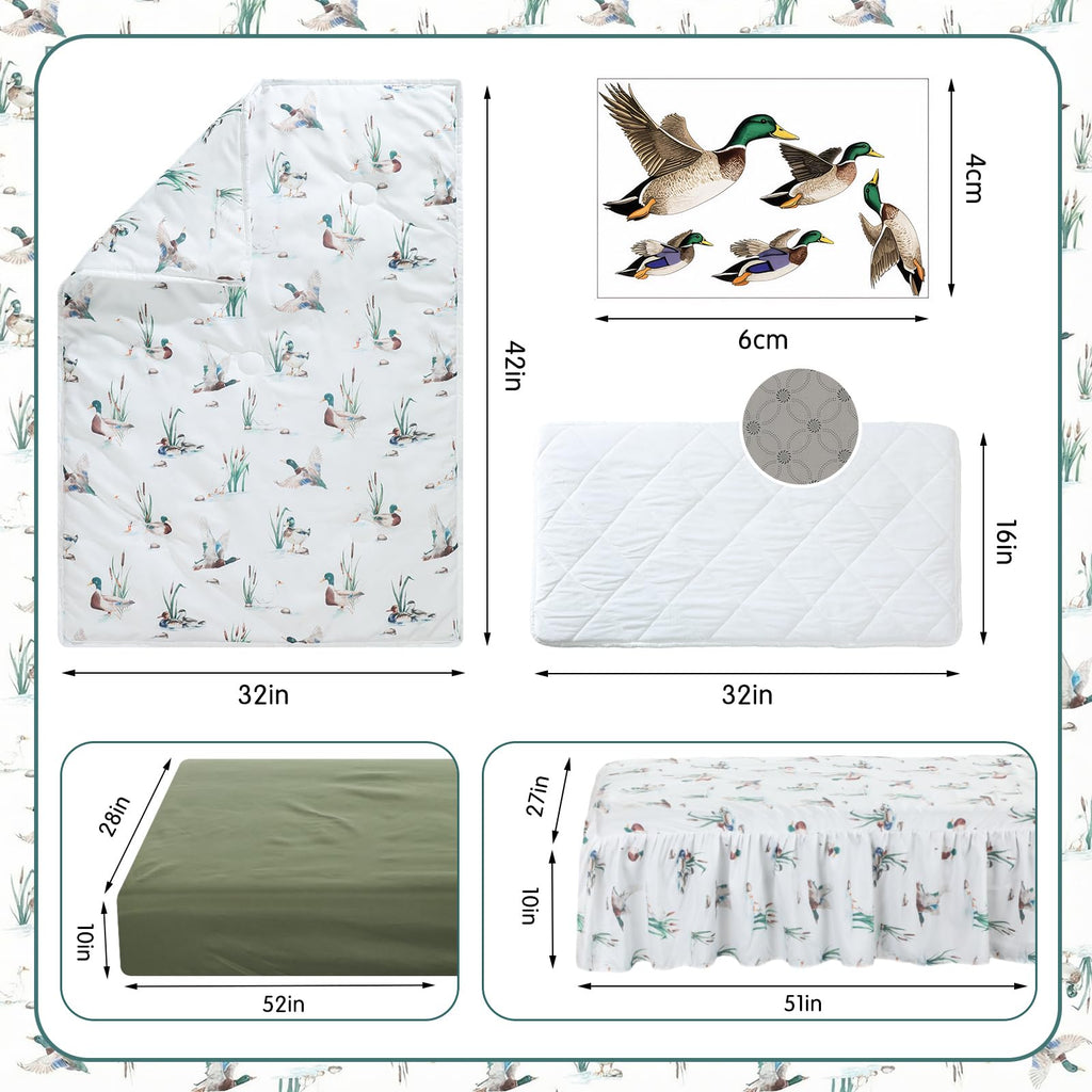 5 Pcs Mallard Duck Crib Bedding Set for Baby
