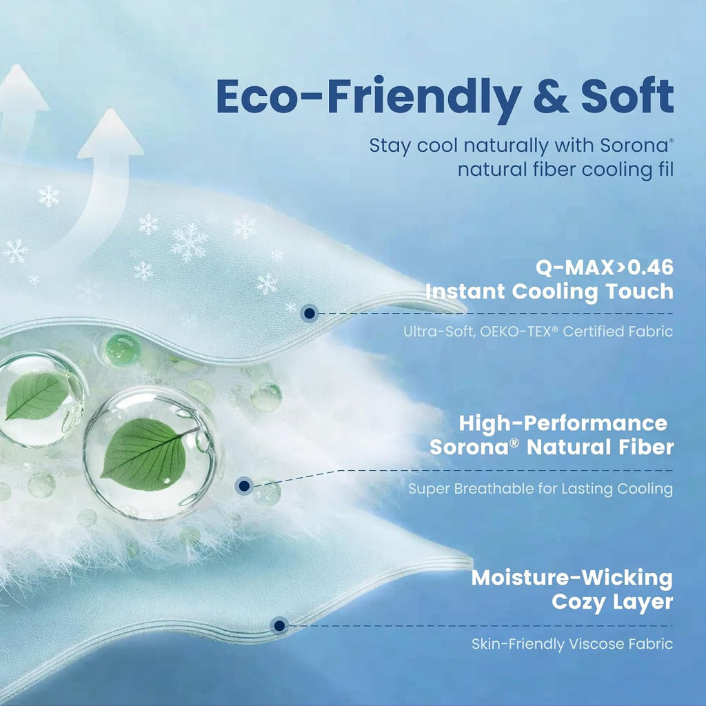 Cooling Comforter Queen Size x Sorona Viscose Natural Fiber, Reversible Silky Smooth Cooling Blanket with Q-Max>0.45