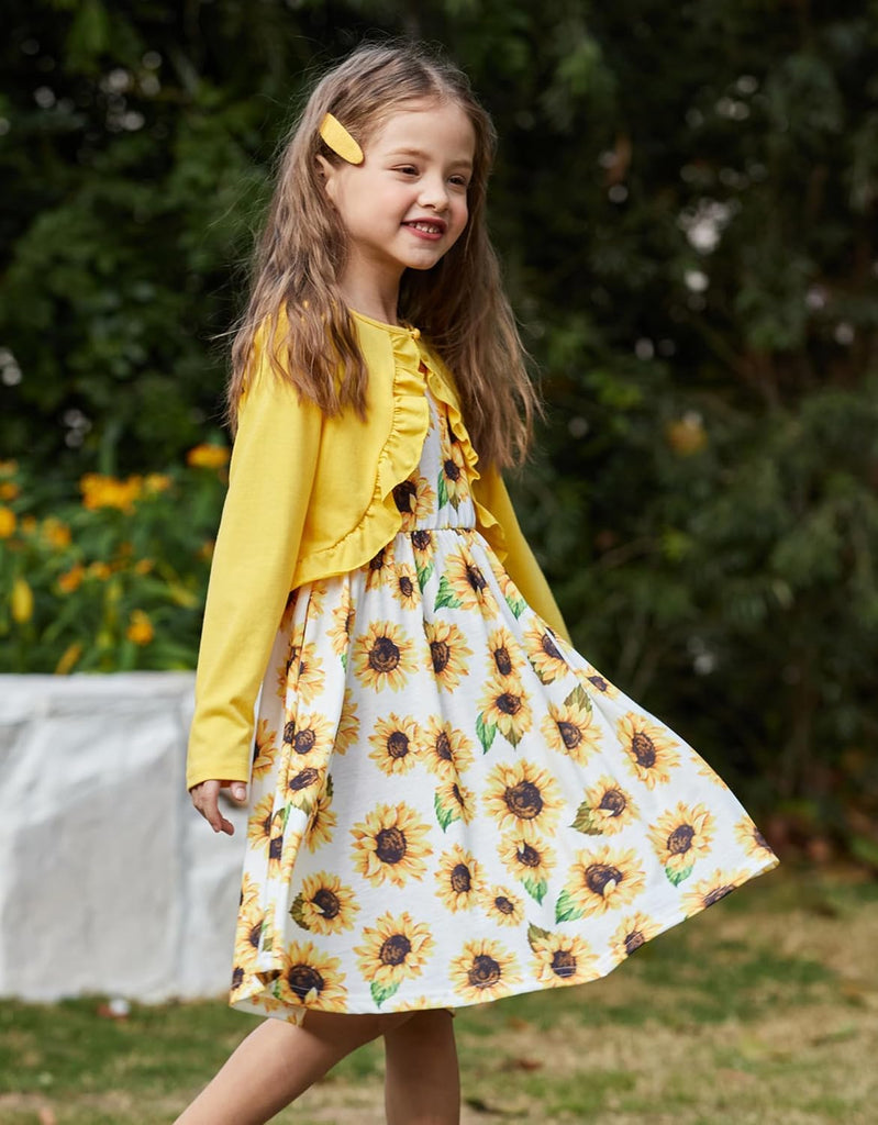 Toddler Dress and Cardigan Girl Sleeveless Sundress and Shrug Sets