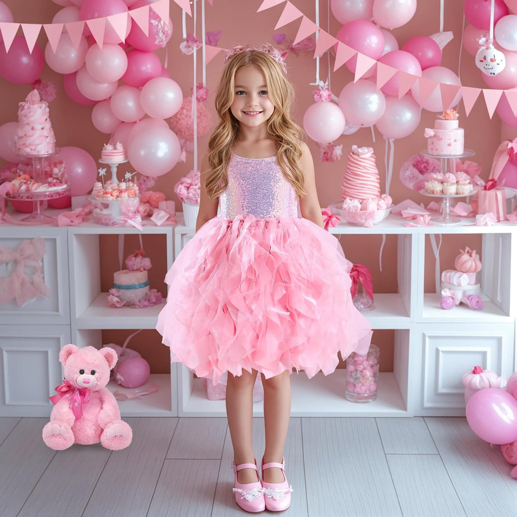 Tutu Dress for Girls Sparkly Sequin Tulle Princess Birthday Party Prom Outfit Toddler Girls Sneaker Ball Gown Dress