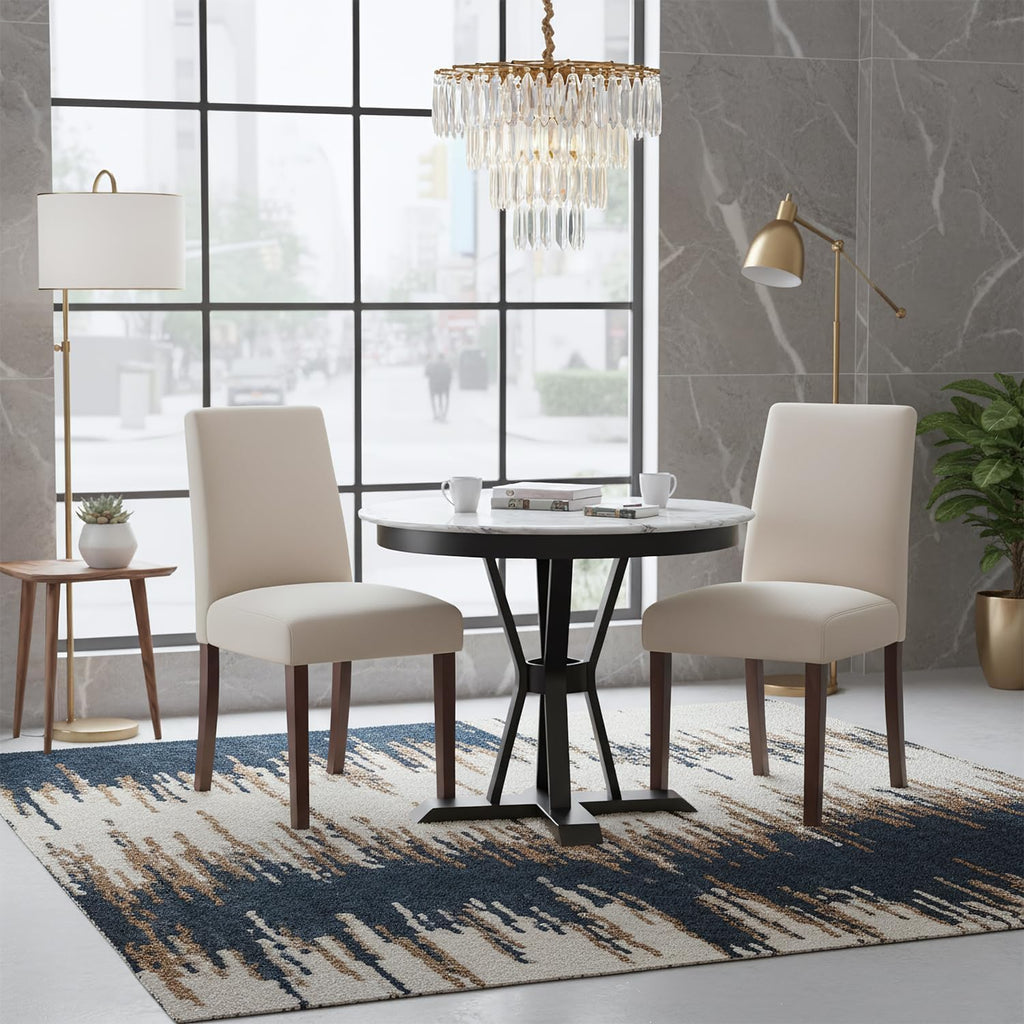 Dining Chairs Set of 2, Modern Dining Room Chairs with Wooden Legs, Upholstered Kitchen Farmhouse Parsons Chairs for