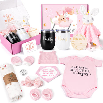 Baby Gift Set, Baby Girl Gifts, New Mom Gifts for Women, New Parents Gifts for Couples w/New Mom and Dad Tumbler
