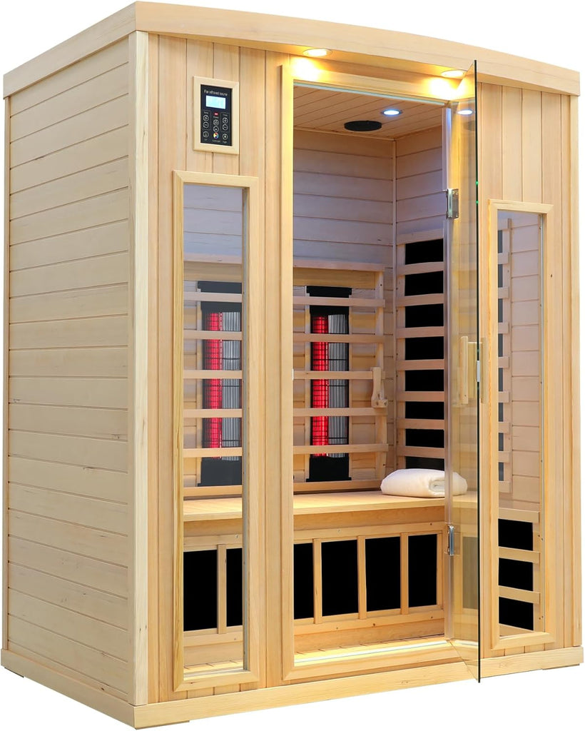 3 Person Infrared Sauna, Ceramic Infrared Sauna 3 Person, Far Infrared Saunas for Home, Low EMF Infrared Indoor Sauna