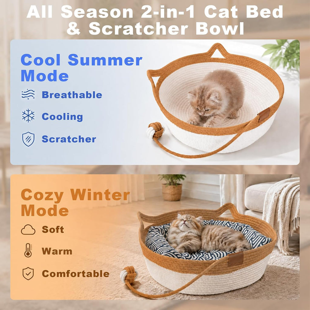 Stimuli Handwoven Cat Basket, Instinct Basket for Cats Basket Bed, Cat Bed