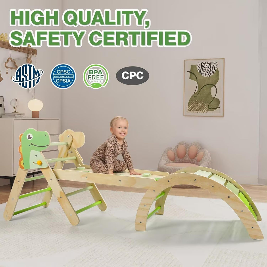 Triangle Set with Cushion, 7 in 1 Toddler Climbing Toys Indoor