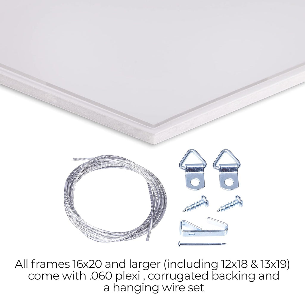 24x36 Inch Black Picture Frame, This 1.25 Inch Custom MDF Poster Frame is Galleria Noir - Comes with Foam Backing
