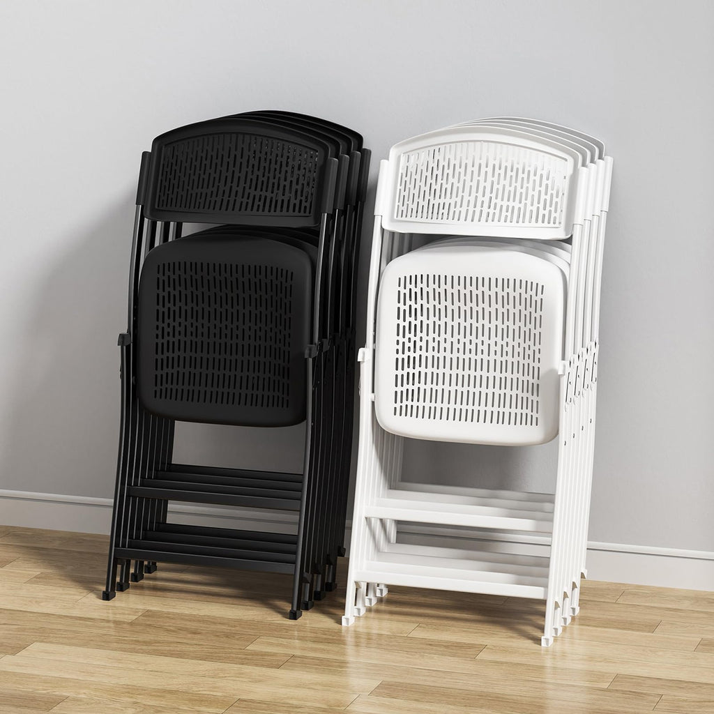 Folding Chairs Black Foldable Chairs with Breathable Mesh Seat and Sturdy Metal Frame for Indoor and Outdoor Party