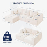 KINGYES 107'' Modular Sectional Sofa, L Shaped Cloud Couch for Living Room