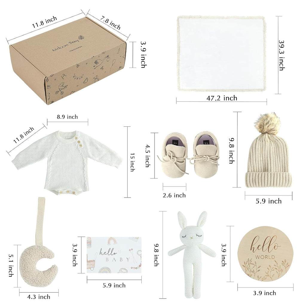 Deluxe Baby Girl Gift Set, Newborn Basket, Newborn Gifts Box, Boho Baby Girl Essentials, for New Moms, Personalized
