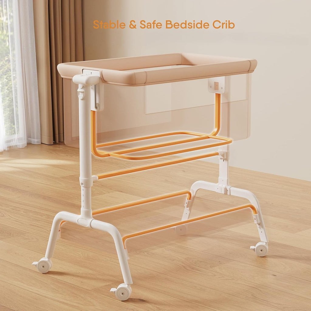 3-in-1 Baby Bassinet, Rocking Bassinet & Bedside Sleeper for Newborn Baby | 6-Level Height, Comfy Mattress