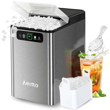 Nugget Ice Maker 40Lbs/24H, Countertop Soft Chewable Ice Pebble Ice Machine, One-Click Operation, Auto Self-Cleaning