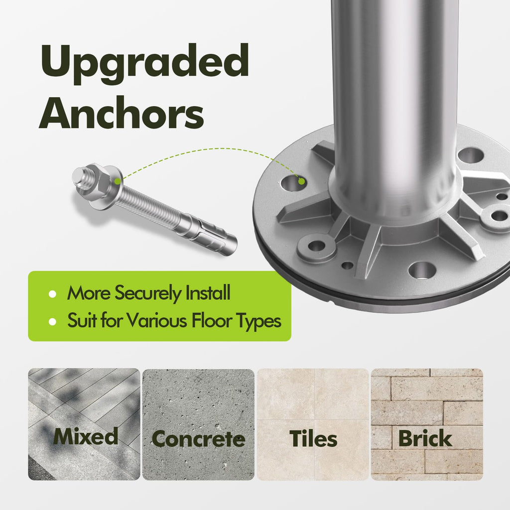 Hand Rails for Steps, 1-2 Step Stainless Steel 304 Single Post Stair Handrail Wall Mount, Indoor Outdoor Stair