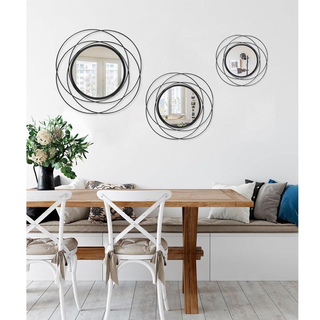 Round Black Mirror 24" Wall Decor, Black Accent Framed Circle Bathroom Mirror, Decorative Vanity Mirror, Circular