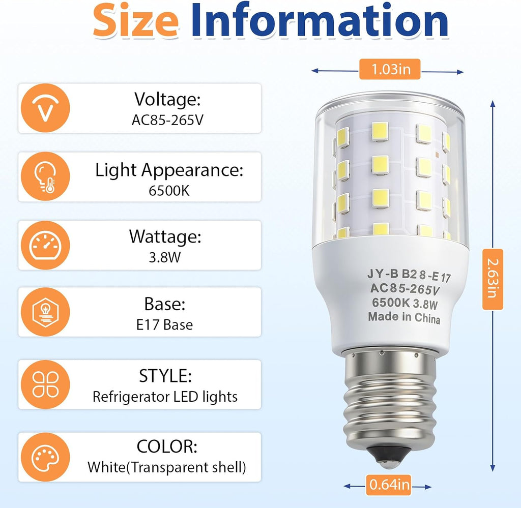 3.8W E17 Refrigerator LED Light Bulb Compatible with Frigidaire