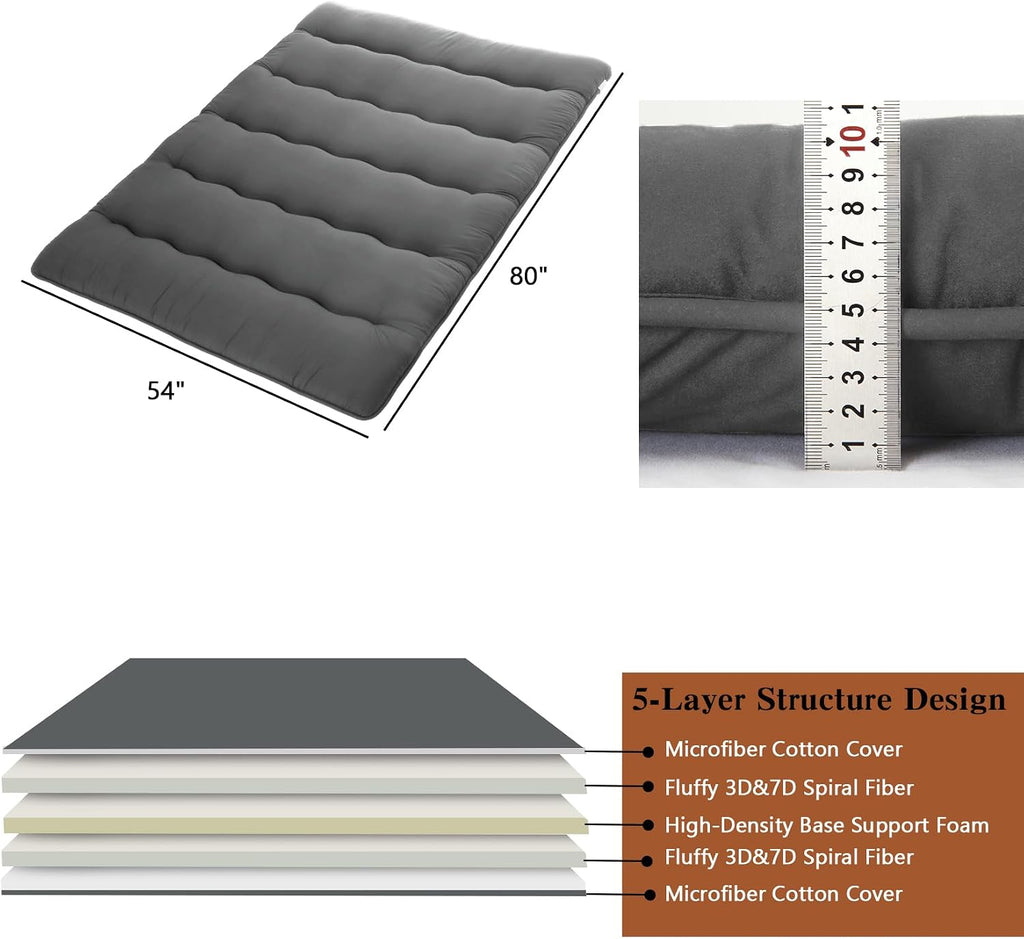 Japanese Floor Mattress, 4'' Thick Foldable Futon Mattress