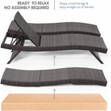 Nestl Chaise Lounge Chair Outdoor Set of 2, Wicker Patio Lounge Chair, Outdoor Lounge Chair with Reclining Backrest