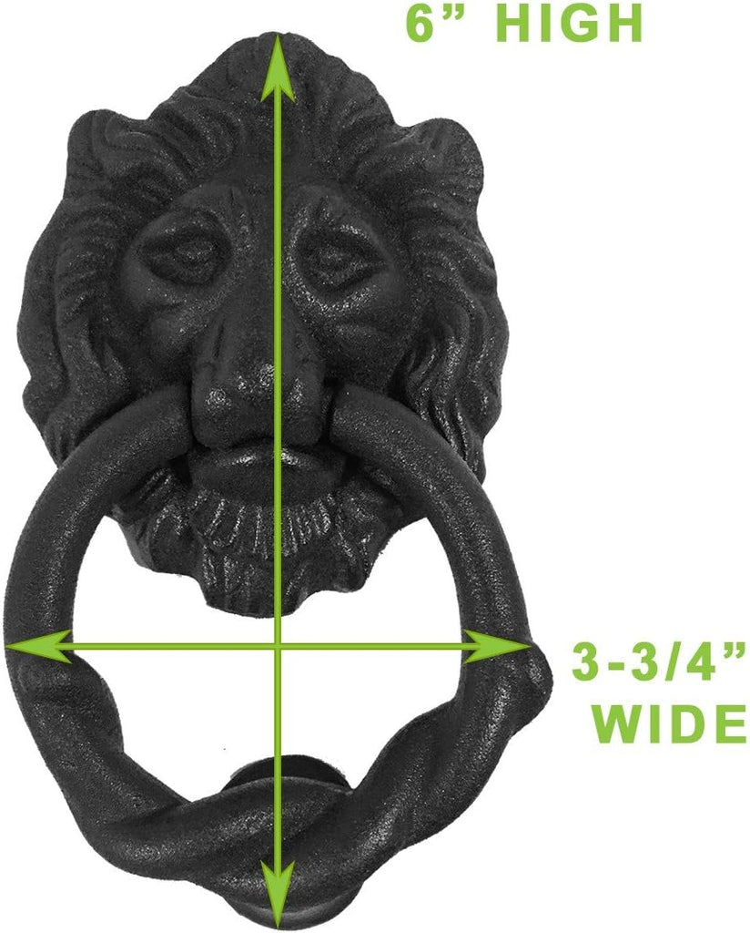 Cast Iron Lion Door Knocker Black Finish 6.25" Front Entry Hardware