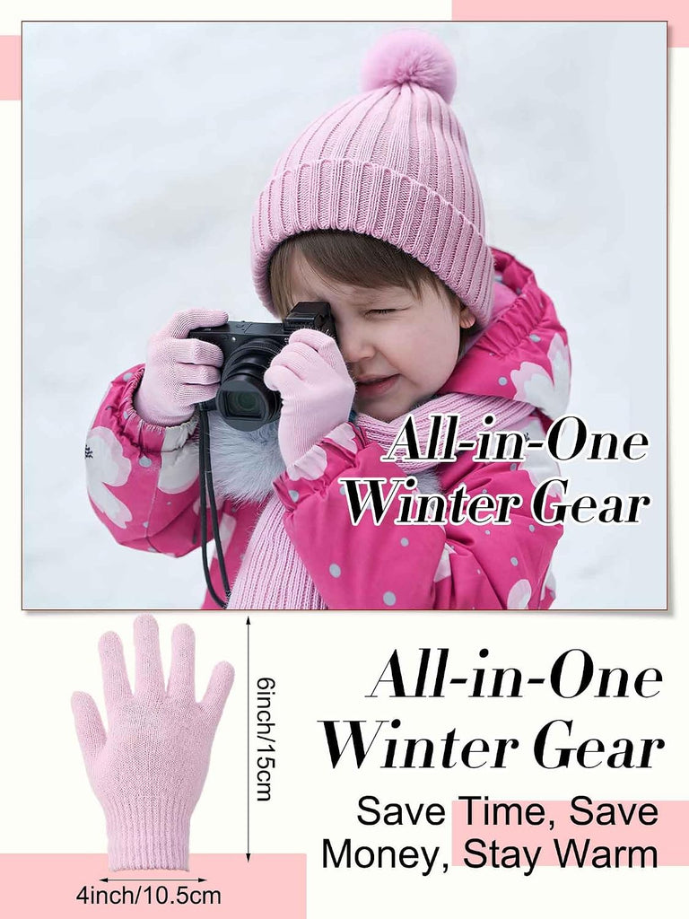 2 Sets Kids Winter Hat Gloves Scarf Set Girls Boys