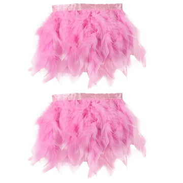 Pink 4 Yards Turkey Feather Trim - 4~6in Fashion Dress Sewing - Natural Fluffy Feather Trim Fringe for Party Clothing