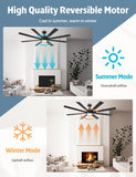 72" Ceiling Fan with LED Light and Remote - Black and Brown