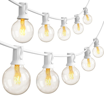 100Ft Patio String Lights, G40 Outdoor String Lights with 105 Clear Globe Edison Bulbs(5 Spare), 5 Watt Globe Bulb