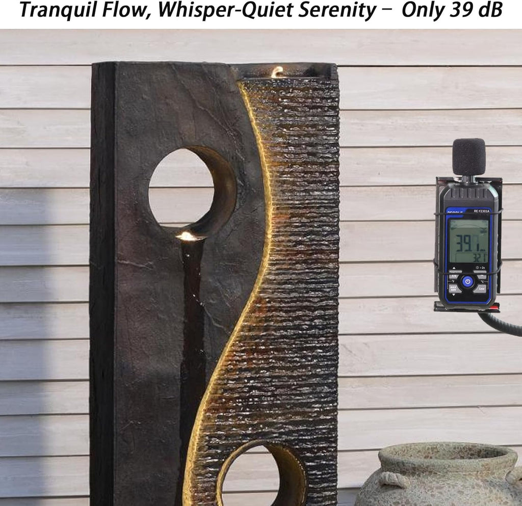 47 inches Water Fountain Outdoor Garden - Waterfall Indoor Modern Large Freestanding Water Feature Fountains Faux Rust