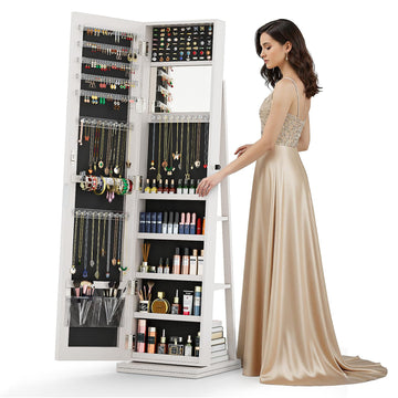 4-In-1 Jewelry Armoire with Jewelry Organizer Storage, White