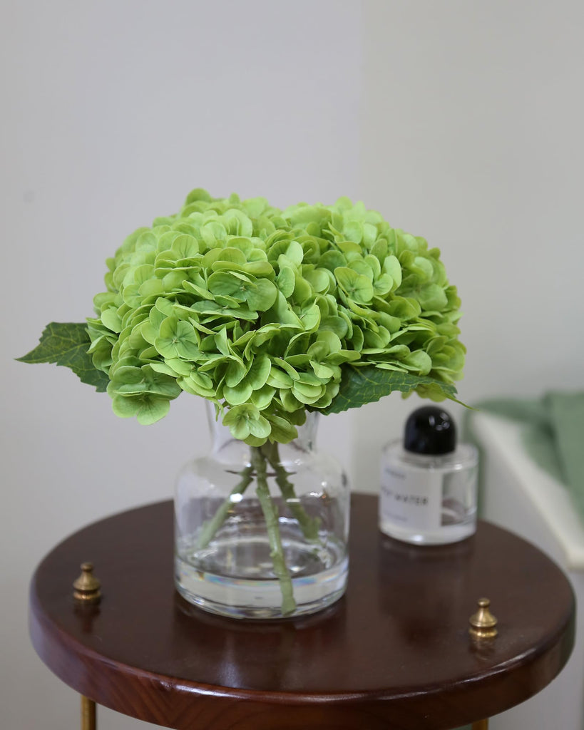 Lifelike Artificial Hydrangea Arrangement in Decorative Vase - Real Touch Fake Flowers or Water Bar Decor, Elegant
