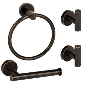 4 Piece Oil Rubbed Bronze Stainless Steel Bathroom Hardware Set Include Hand Towel Ring, Toilet Paper Holder, and 2