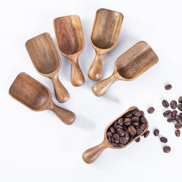 Wooden Scoop for Canisters 6PCS Acacia Wood Scoops for Jars Measuring Spoons for Ground Coffee Scoops Wooden Scoops