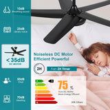 44" Black Ceiling Fan with Lights - Low Profile Ceiling Fans with 5 Reversible Blades, 6 Wind Speeds and Dimmable, Indoor/Outdoor Ceiling Fan Light for Bedroom A101-B0D8W425HM