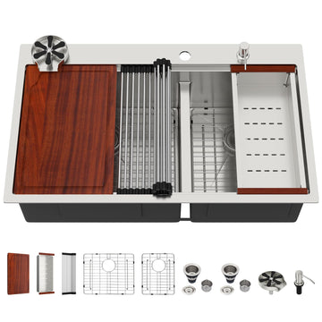 36 Drop In Double Bowl Kitchen Sink 60/40