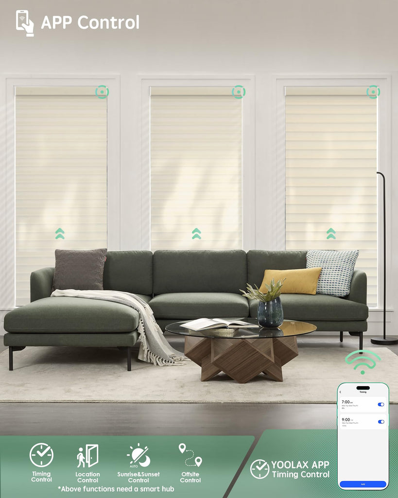 Motorized Shangri-La Shades, Light Filtering Smart Blinds Customized