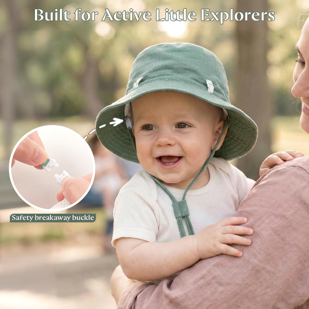 2 Pack Newborn Baby Sun Hat Breathable Muslin Cotton Cap
