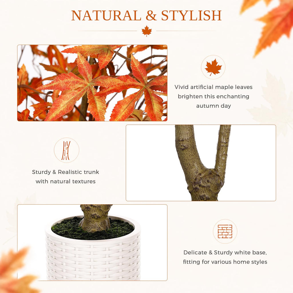Artificial Maple Tree, 7FT Fall Tree with Pot for Outdoor Indoor