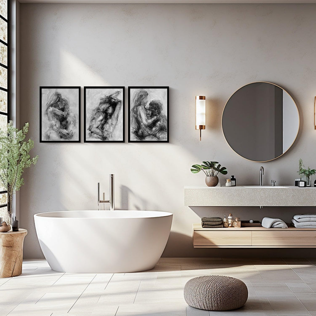 Black Framed Modern Romantic Couple Wall Art Bedroom