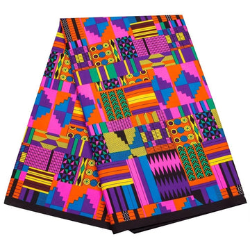 6 Yards Kente African Fabrics Bright Color Polyester African Cloth by Yard Ankara Fabric Sewing for Crafts