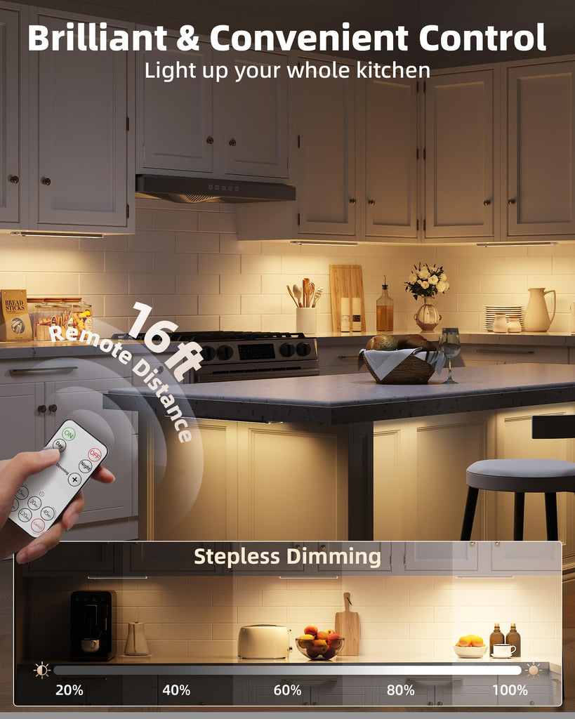 Under Cabinet Lighting with Charging Station, Rechargeable Motion Sensor Light Indoor, Dimmable Closet Lights