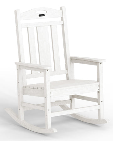 Oversized Outdoor Rocking Chair, High Back Patio Rocker, White
